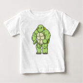 Schildkröte als Bodybuilder mit Sechserpack Baby T-shirt (Vorderseite)