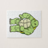 Schildkröte als Bodybuilder mit Sechserpack Puzzle (Horizontal)