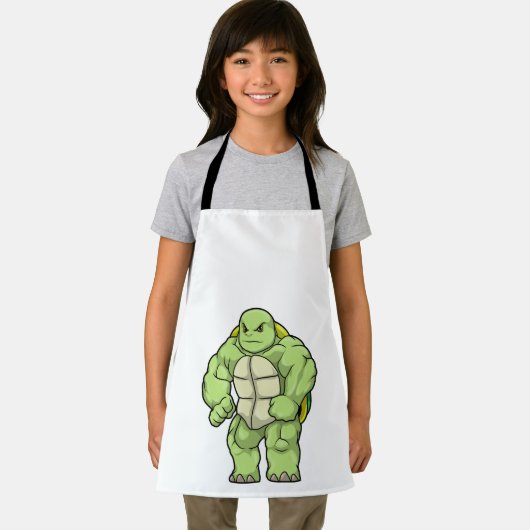 Schildkröte als Bodybuilder mit Sechserpack Schürze (Insitu)