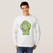 Schildkröte als Bodybuilder mit Sechserpack T-Shirt (Vorne ganz)