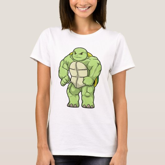 Schildkröte als Bodybuilder mit Sechserpack T-Shirt (Vorderseite)