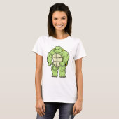Schildkröte als Bodybuilder mit Sechserpack T-Shirt (Vorne ganz)