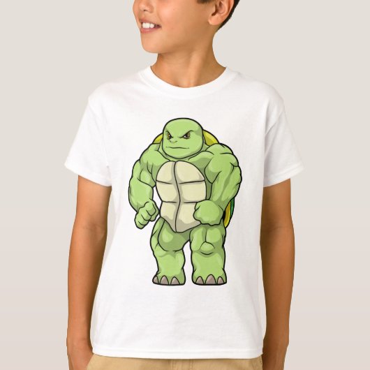 Schildkröte als Bodybuilder mit Sechserpack T-Shirt (Vorderseite)
