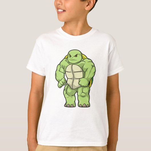 Schildkröte als Bodybuilder mit Sechserpack T-Shirt (Vorderseite)