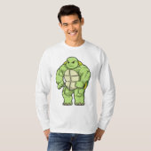 Schildkröte als Bodybuilder mit Sechserpack T-Shirt (Vorne ganz)
