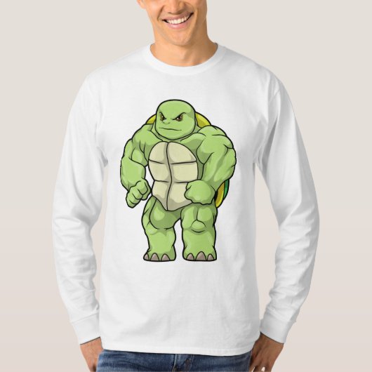 Schildkröte als Bodybuilder mit Sechserpack T-Shirt (Vorderseite)