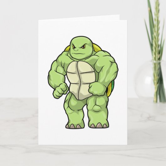 Schildkröte als Bodybuilder mit Sixpack Karte (Vorderseite)