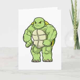 Schildkröte als Bodybuilder mit Sixpack Karte