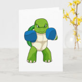 Schildkröte als Boxer mit Boxhandschuhen Karte (Gelbe Blume)