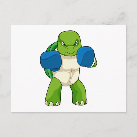 Schildkröte als Boxer mit Boxhandschuhen Postkarte (Vorderseite)