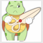 Schildkröte als Friseur mit Schere Aufkleber (Blatt)