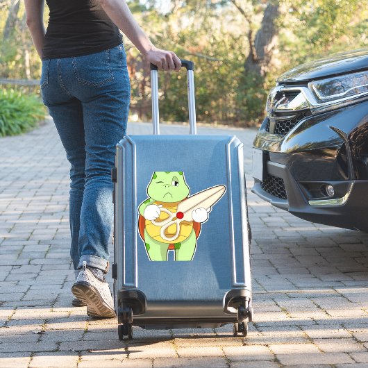 Schildkröte als Friseur mit Schere Aufkleber (Koffer Insitu)