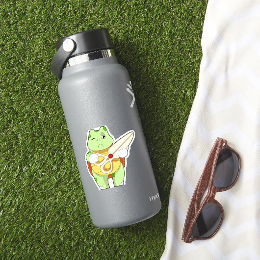 Schildkröte als Friseur mit Schere Aufkleber (HydroFlask Insitu)
