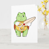 Schildkröte als Friseur mit Schere Karte (Gelbe Blume)