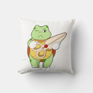 Schildkröte als Friseur mit Schere Kissen