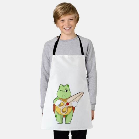 Schildkröte als Friseur mit Schere Schürze (Getragen)