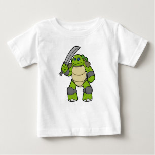 Schildkröte als Krieger mit Schwert Baby T-shirt