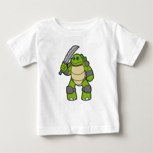 Schildkröte als Krieger mit Schwert Baby T-shirt (Vorderseite)