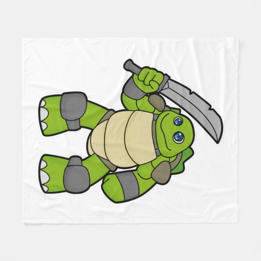 Schildkröte als Krieger mit Schwert Fleecedecke (Vorderseite (Horizontal))