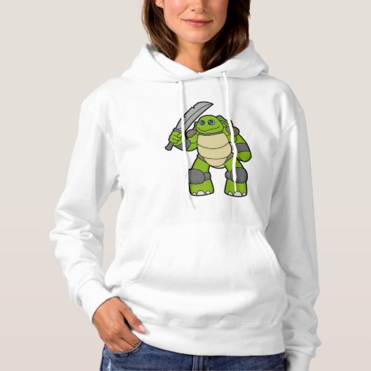 Schildkröte als Krieger mit Schwert Hoodie (Vorderseite)