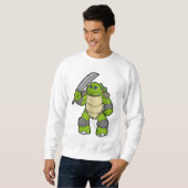 Schildkröte als Krieger mit Schwert Sweatshirt (Vorne ganz)