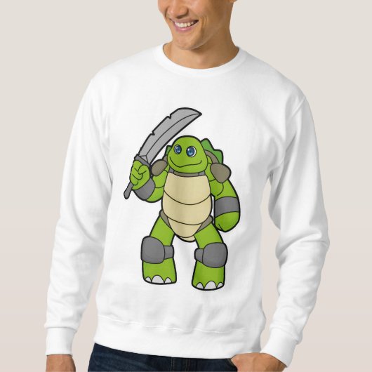Schildkröte als Krieger mit Schwert Sweatshirt (Vorderseite)