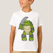 Schildkröte als Krieger mit Schwert T-Shirt (Vorderseite)
