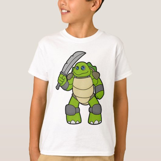 Schildkröte als Krieger mit Schwert T-Shirt (Vorderseite)