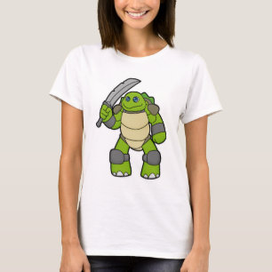 Schildkröte als Krieger mit Schwert T-Shirt