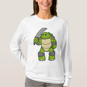 Schildkröte als Krieger mit Schwert T-Shirt