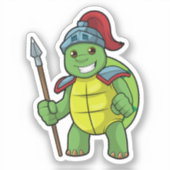 Schildkröte als Krieger mit Spear & Helmet Aufkleber (Vorderseite)