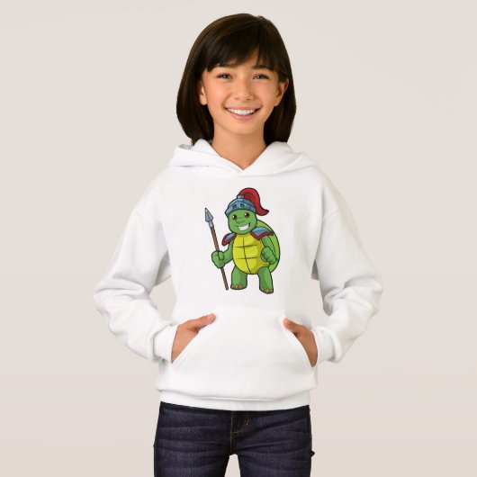 Schildkröte als Krieger mit Spear & Helmet Hoodie (Vorne ganz)