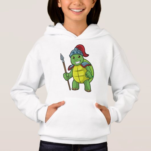 Schildkröte als Krieger mit Spear & Helmet Hoodie (Vorderseite)