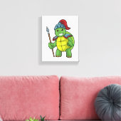 Schildkröte als Krieger mit Spear & Helmet Leinwanddruck (Insitu (Wohnzimmer))