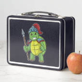 Schildkröte als Krieger mit Spear & Helmet Metall Brotdose (Beispiel)