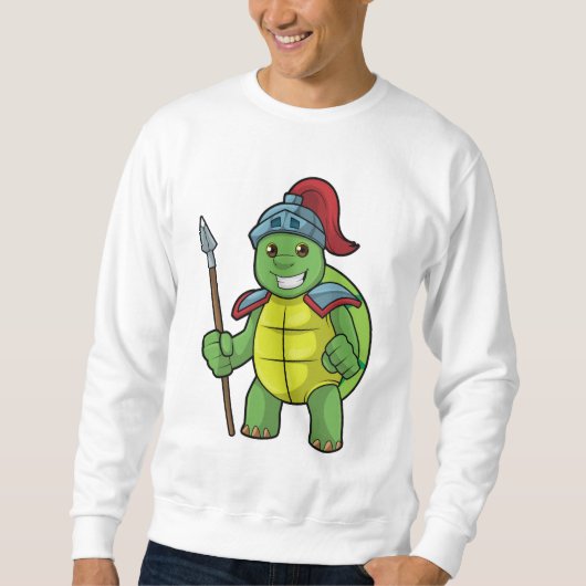 Schildkröte als Krieger mit Spear & Helmet Sweatshirt (Vorderseite)