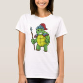 Schildkröte als Krieger mit Spear & Helmet T-Shirt (Vorderseite)