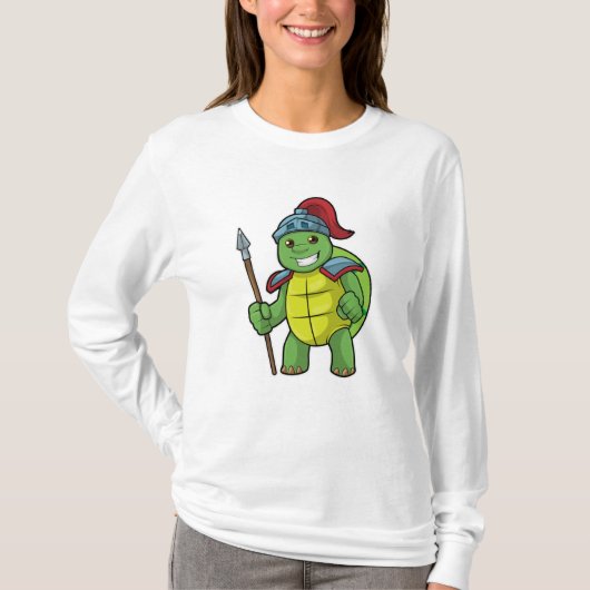 Schildkröte als Krieger mit Spear & Helmet T-Shirt (Vorderseite)