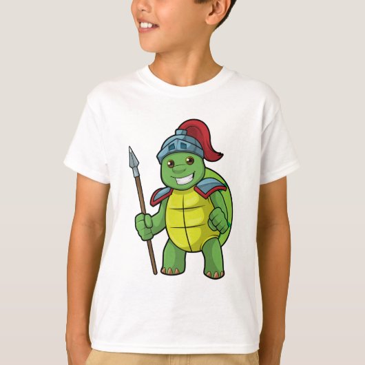 Schildkröte als Krieger mit Spear & Helmet T-Shirt (Vorderseite)