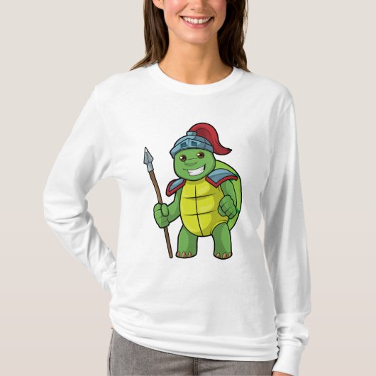 Schildkröte als Krieger mit Spear & Helmet T-Shirt (Vorderseite)