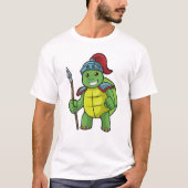 Schildkröte als Krieger mit Spear & Helmet T-Shirt (Vorderseite)