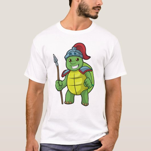 Schildkröte als Krieger mit Spear & Helmet T-Shirt (Vorderseite)
