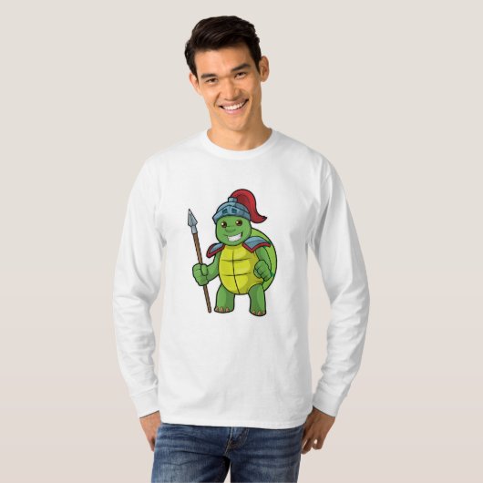 Schildkröte als Krieger mit Spear & Helmet T-Shirt (Vorne ganz)