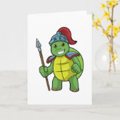 Schildkröte als Krieger mit Speer & Helm Karte (Gelbe Blume)