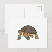 Schildkröte als Läufer mit Handtuch Postkarte (Vorne/Hinten)