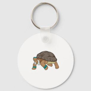 Schildkröte als Läufer mit Handtuch Schlüsselanhänger