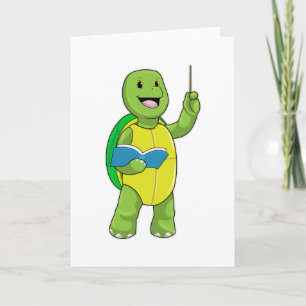 Schildkröte als Lehrer mit Buch und Zeigestock Karte