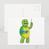 Schildkröte als Lehrerin mit Buch und Zeigestock Postkarte (Vorne/Hinten)