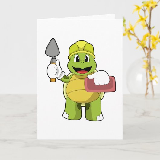 Schildkröte als Mason mit Stone Karte (Gelbe Blume)