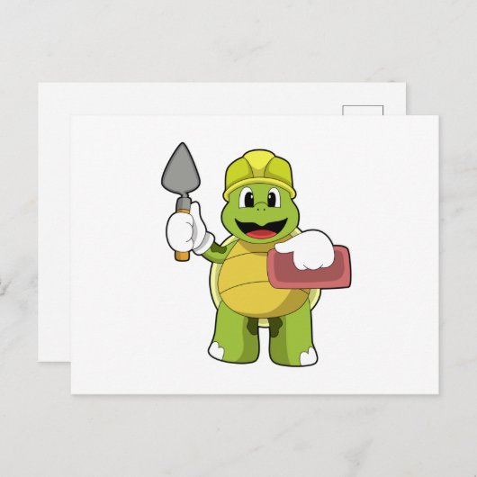 Schildkröte als Mason mit Stone Postkarte (Vorne/Hinten)